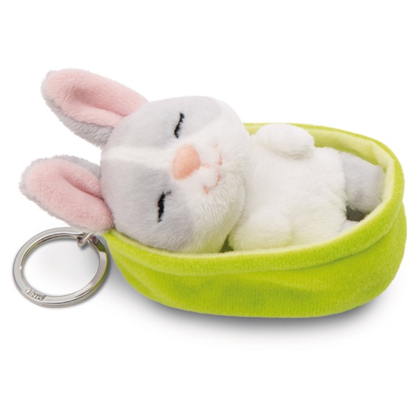 Sleeping Pets Grey Bunny Keyring