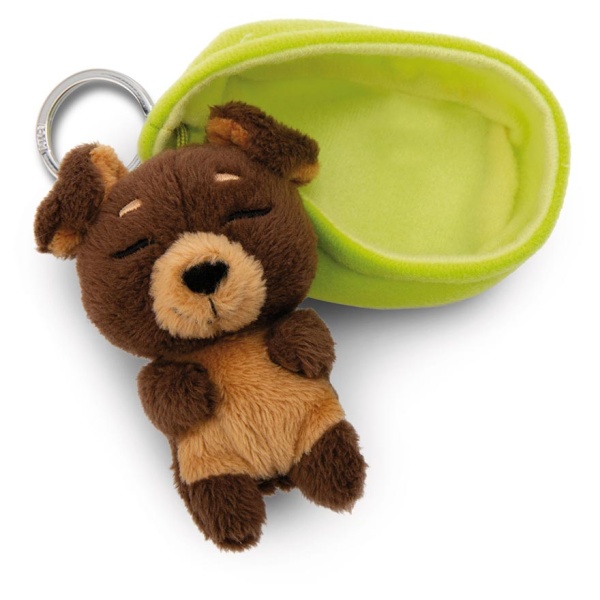 Sleeping Pets Dark Brown Dog Keyring