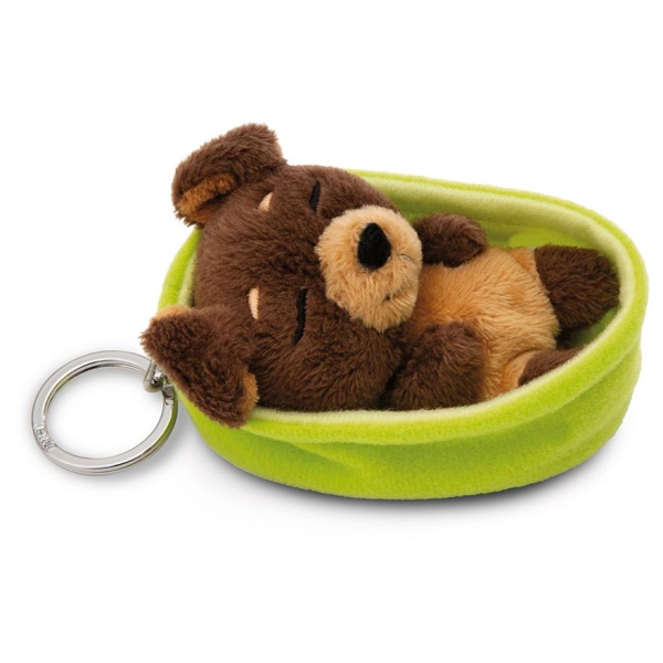 Sleeping Pets Dark Brown Dog Keyring