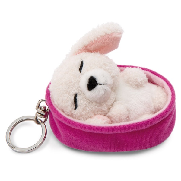 Sleeping Pets White Poodle Dog Keyring