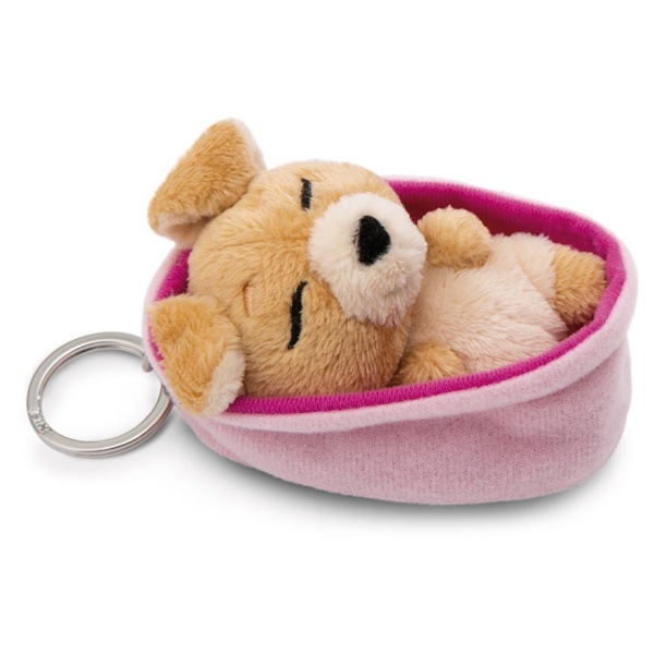 Sleeping Pets Light Brown Dog Keyring