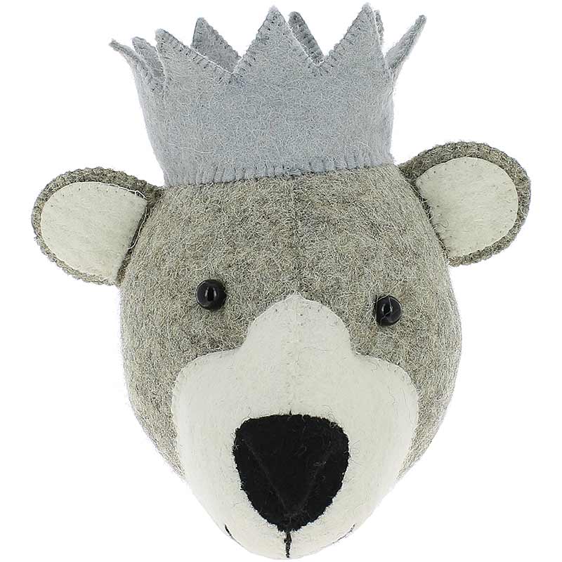 Baby Bear Head with Blue Crown