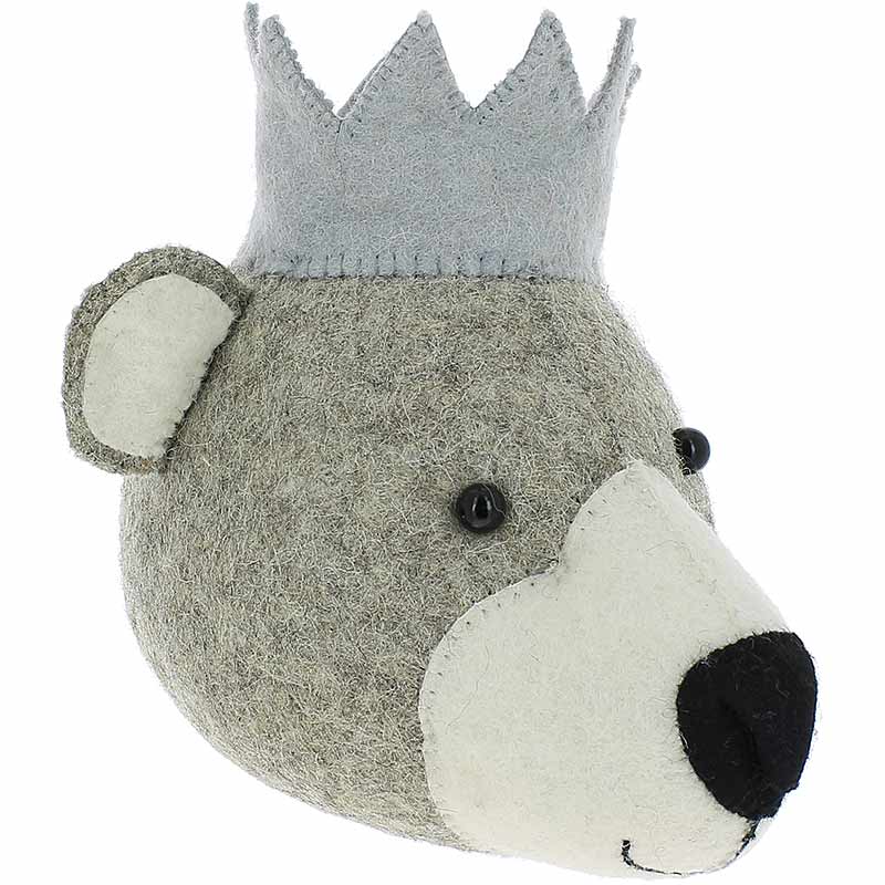 Baby Bear Head with Blue Crown