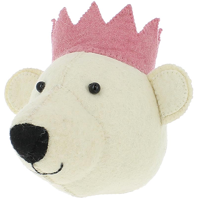 Baby Bear Head with Pink Crown