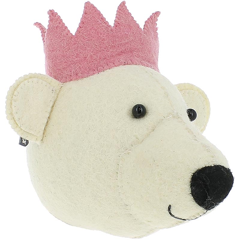 Baby Bear Head with Pink Crown