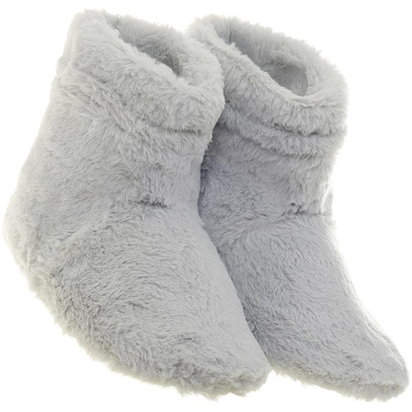 Microwavable Faux Fur Slipper Boots Grey