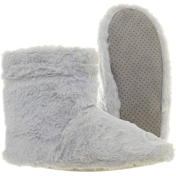 Microwavable Faux Fur Slipper Boots Grey