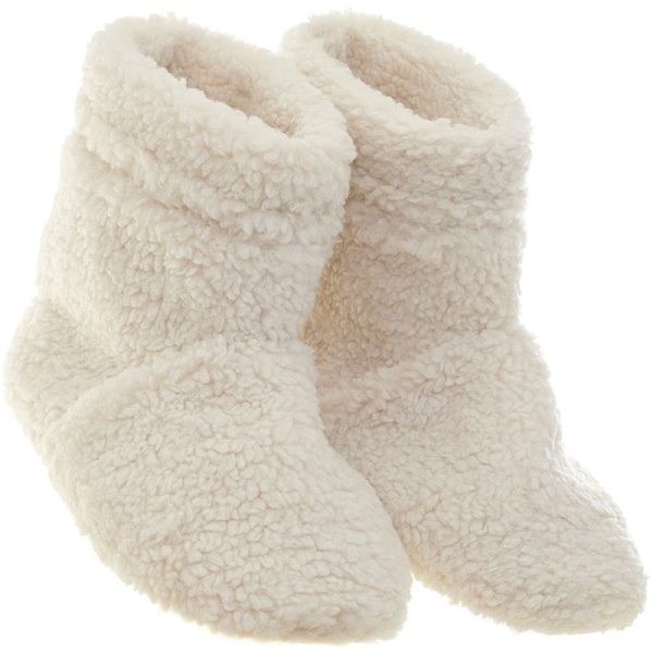 Microwavable Teddy Slipper Boots Cream