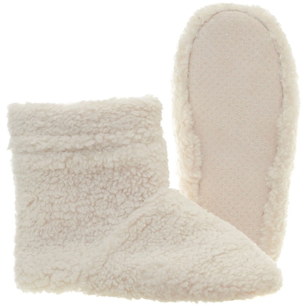 Microwavable Teddy Slipper Boots Cream