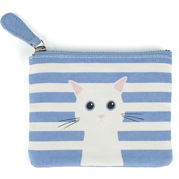 Blue Cotton Cat Coin Purse