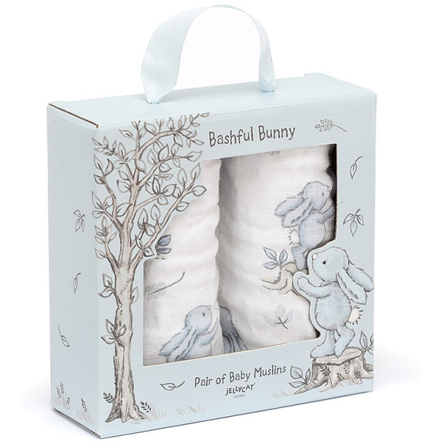 Bashful Blue Bunny Muslin Cloths