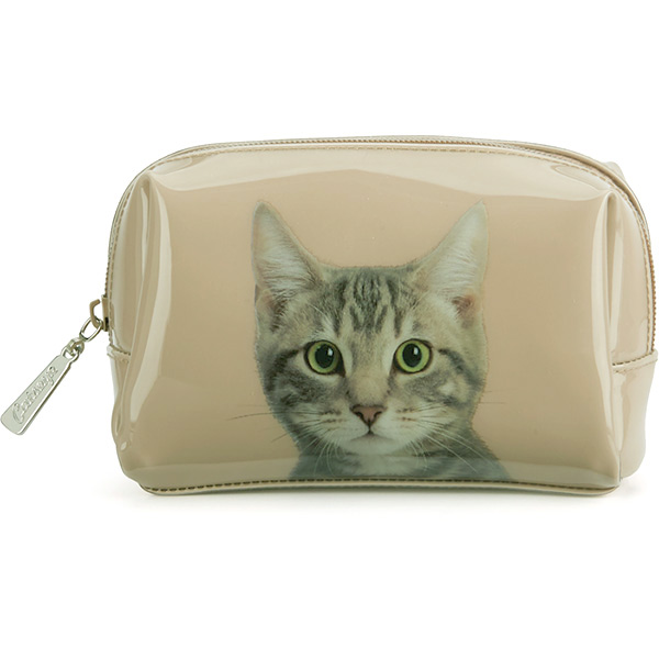 Tabby on Taupe Beauty Bag