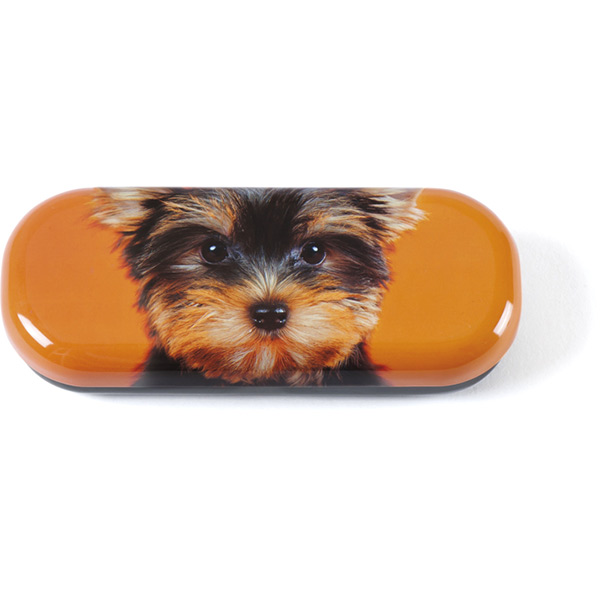 Yorkie on Orange Glasses Case