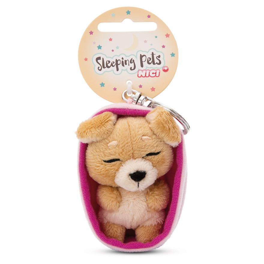 Sleeping Pets Light Brown Dog Keyring