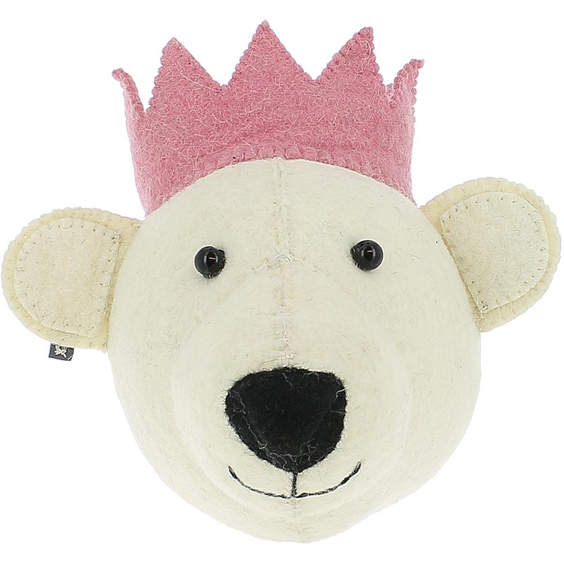 Baby Bear Head with Pink Crown