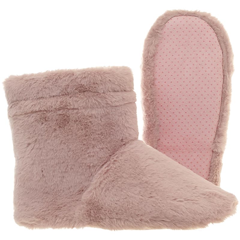 Microwavable Faux Fur Slipper Boots Pink