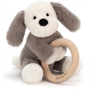 Shooshu Puppy Wooden Teething Ring & Rattle