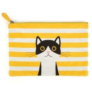 Yellow Cotton Cat Large Flat Bag